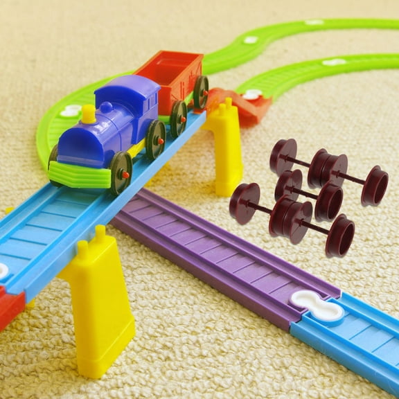 SOPOTUTU 10Pcs Train Model Wheels Plastic Dark Red for Repair and Creative Craft Use