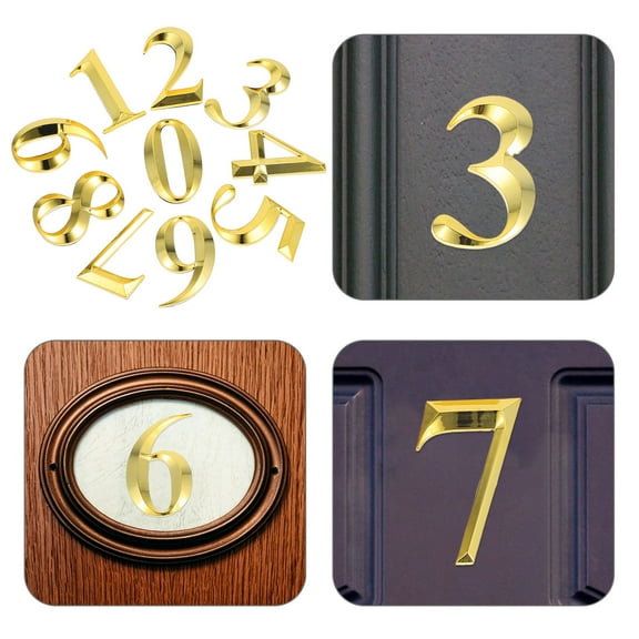 SOPOTUTU Golden 3D Self-Adhesive Door Numbers Plastic for Clear Visibility and Easy Installation