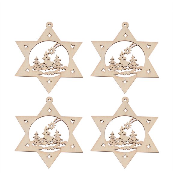 SOPOTUTU 10Pcs Farmhouse Star Ornaments Hexagram Star Wooden Discs for Adults