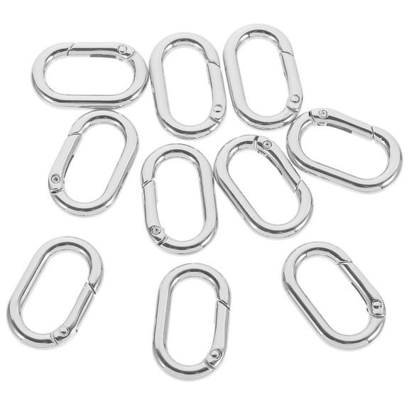 SOPOTUTU 10Pcs Oval Metal Snap Clip for Handbags Silver Keychain Buckle