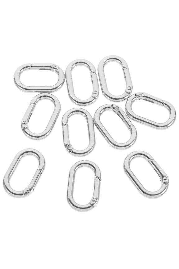 10Pcs Oval Metal Snap Clip for Handbags Silver Keychain Buckle