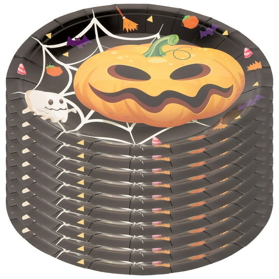 SOPOTUTU Ghost Paper Plates Sopotutu Deep Bottom Design Bulk Party Supplies 10pcs