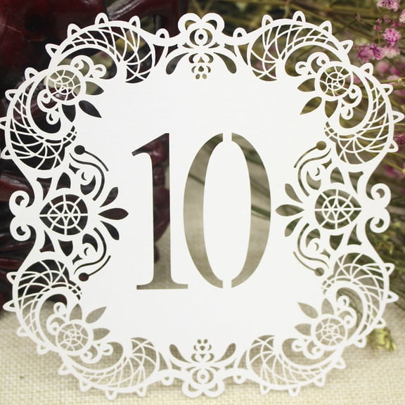SOPOTUTU Elegant White Wedding Table Cards Hollow Cut for Banquet and Party 10Pcs
