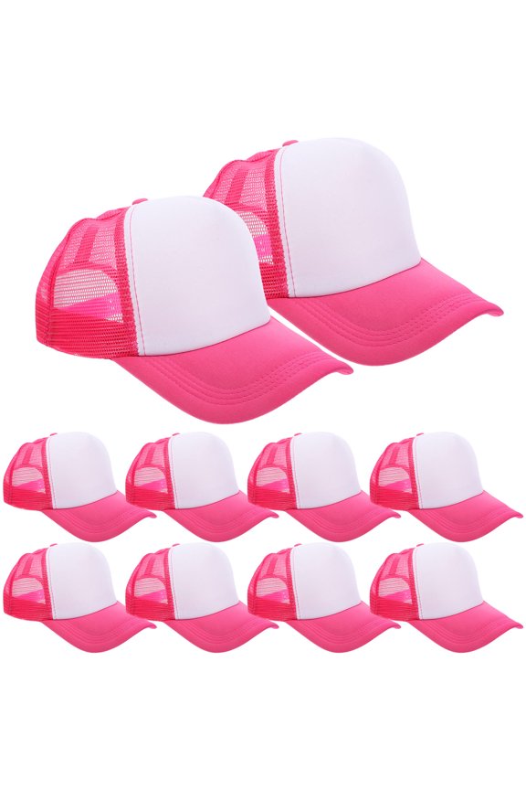 10Pcs Rosy Mesh Baseball Hats Blank Caps for Daily Use Heat Transfer Sublimation
