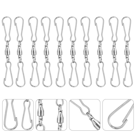 SOPOTUTU Stainless Steel Swivel Hook Clips 10-Pack Garden Tool Accessories for Outdoor Use