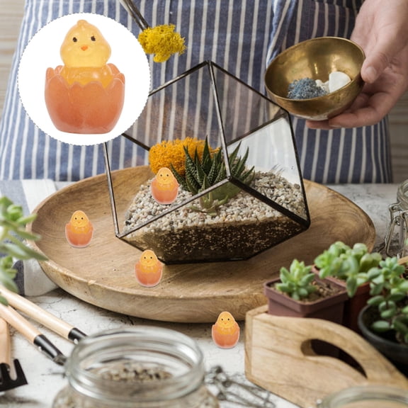 SOPOTUTU 10Pcs Micro Resin Yellow Chick Figurines Glow in The Dark Bonsai Decor