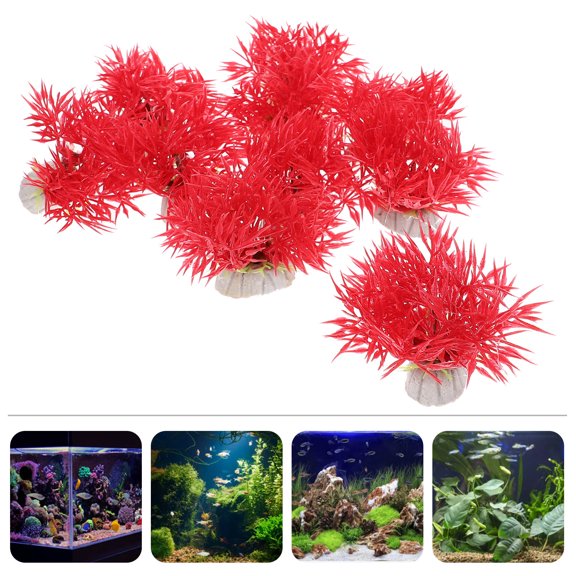 SOPOTUTU 10Pcs Underwater Fish Tank Plant Decoration Red Plastic Simulation for Aquarium Decor