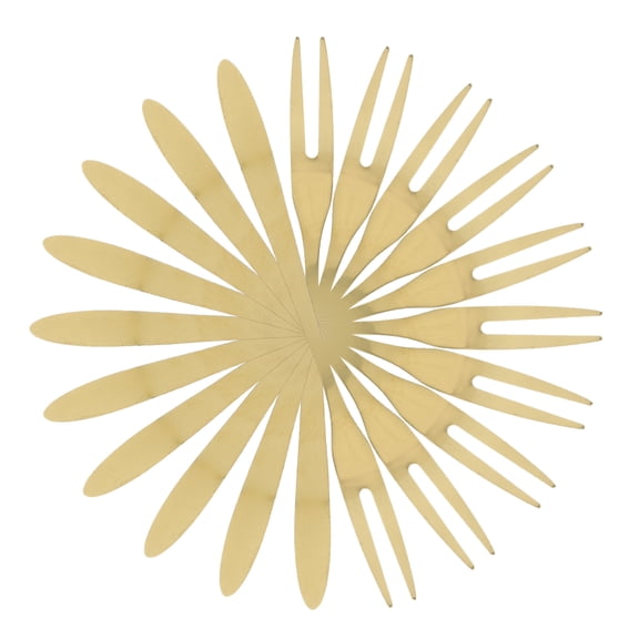 SOPOTUTU 10Pcs Reusable Stainless Steel Golden Fruit Forks for Eating and Party Use