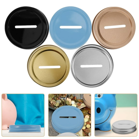 SOPOTUTU 10Pcs Reliable Metal Coin Bank Slot Covers for Regular Mouth Jar Replacement