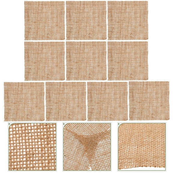 SOPOTUTU 10pcs Linen Protective Place Mats Light Brown Square Decorative Dining Table Mats