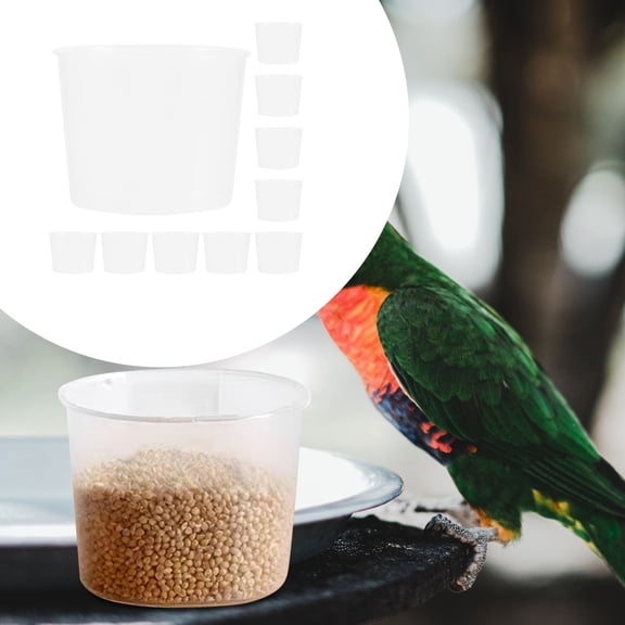 SOPOTUTU 10Pcs Plastic Bird Feeder Bowls for Cage Hanging Parrot Food Dispenser Bird Water Holder
