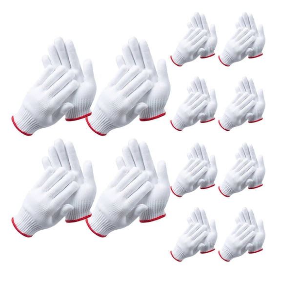 SOPOTUTU 12Pairs Durable White Nylon Yarn Gloves for Home Use with Breathable Design and Reusability