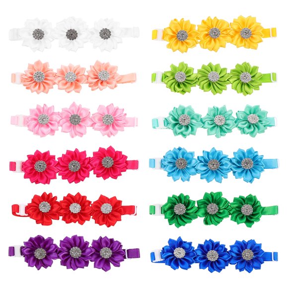 SOPOTUTU 12Pcs Chic Design Dog Flower Collar for Christmas in Assorted Color 5.50X1.57X0.39 In
