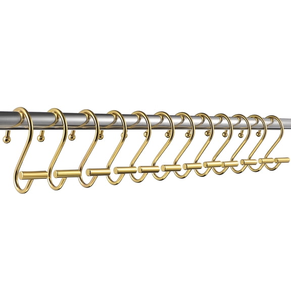 SOPOTUTU Golden S Hooks Durable Iron Shower Curtain Hooks for Curtains 12Pcs