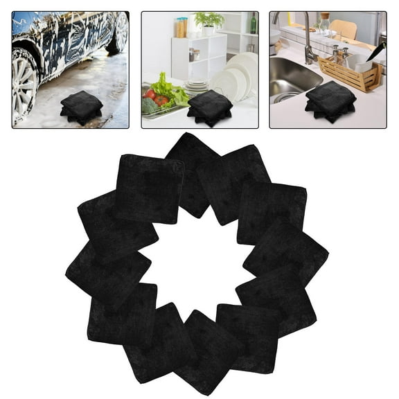 SOPOTUTU Black Microfiber Car Washing Cloths Reusable and 12Pcs
