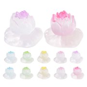 SOPOTUTU 12Pcs Resin Lotus Figurines Glow In The Dark Miniature Ornaments For Fish Tank Garden And Home Decor