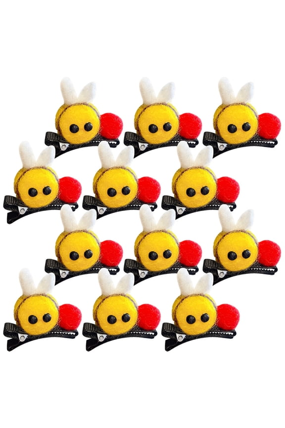 12Pcs Bee Barrettes Yellow Plastic Small Clip