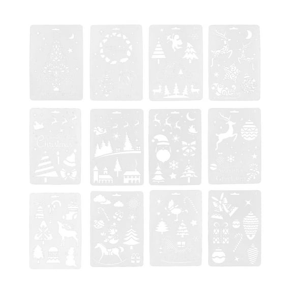 SOPOTUTU 12pcs Painting Stencils Painting Template White Stenciling Family Decorations Christmas