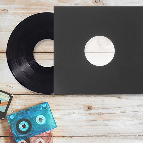 SOPOTUTU Black Vinyl Record Covers Kraft Paper Protective Sleeves 12Pcs