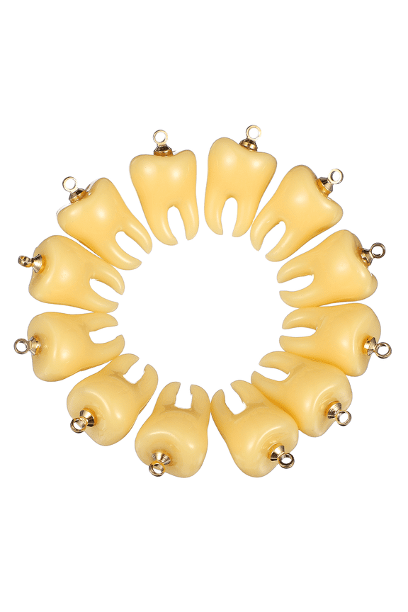 12pcs Tooth Themed Party Charms in Light Yellow Resin Jewelry Decoration Women Christmas