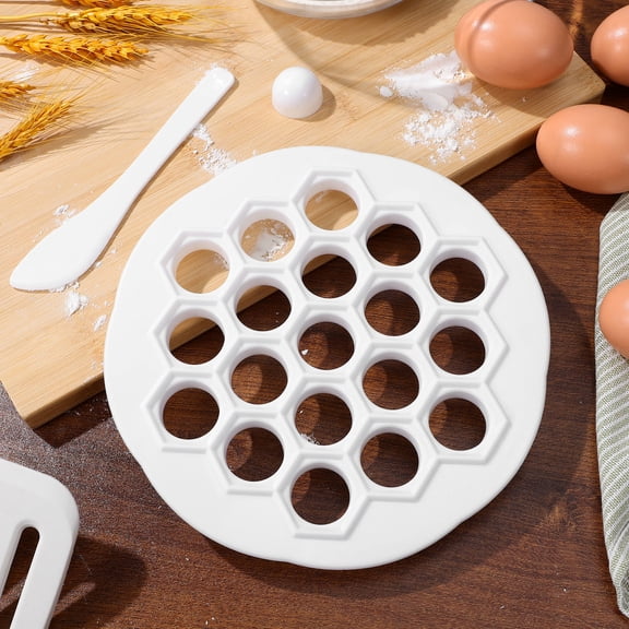 SOPOTUTU White Plastic Dumplings Maker for Home Use 19 Hole Jiaozi Mold Easy Storage