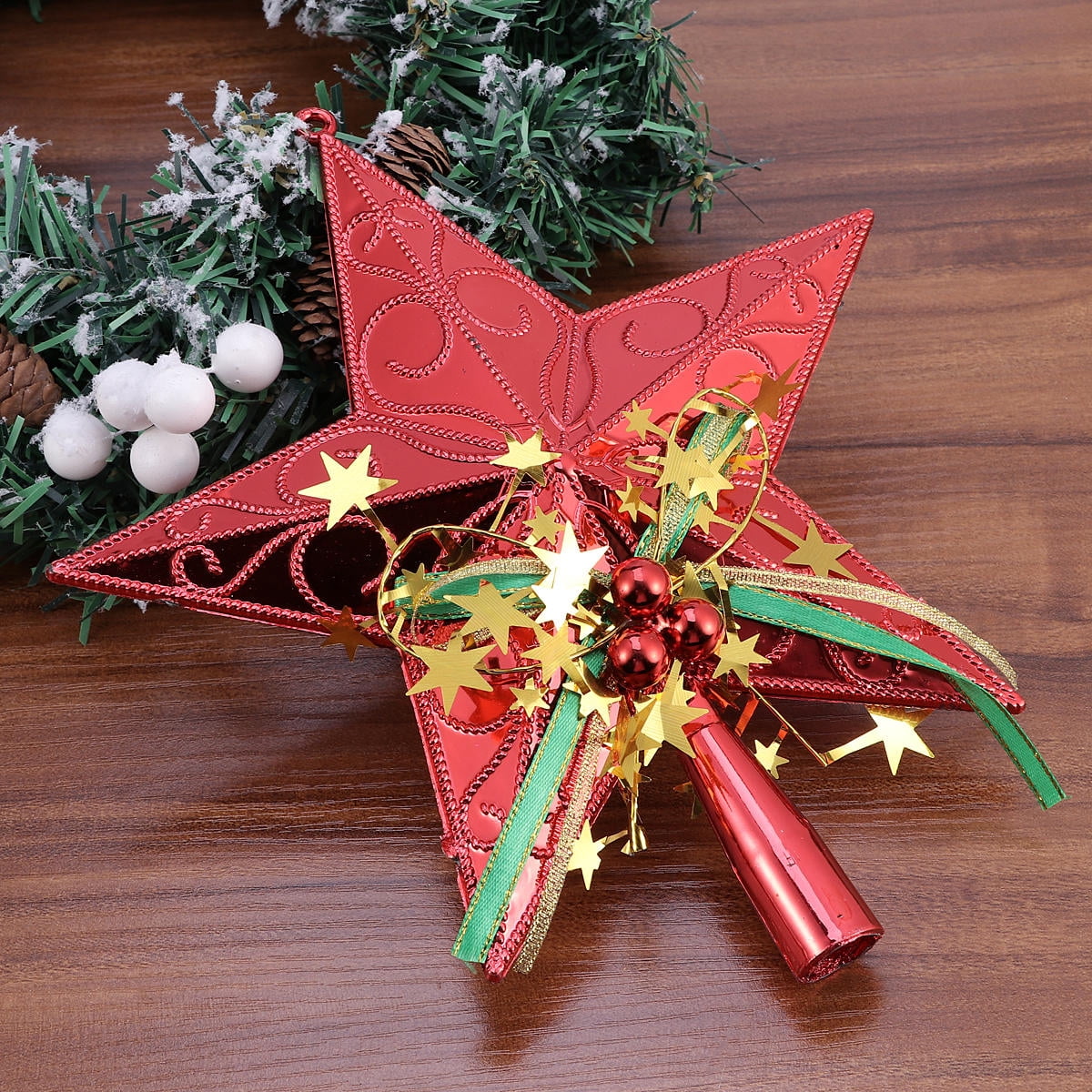 SOPOTUTU Christmas Tree Toppers for Small Trees Plastic Red 1Pcs ...