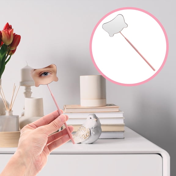 SOPOTUTU 1Pack Eyelash Mirror for Lash Extensions Stainless Steel Portable Makeup Tool Pink 17.5x6x0.5in