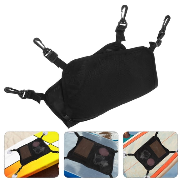 SOPOTUTU Mesh Kayak Deck Bag Black with Zipper Practical Paddleboard Storage Organizer