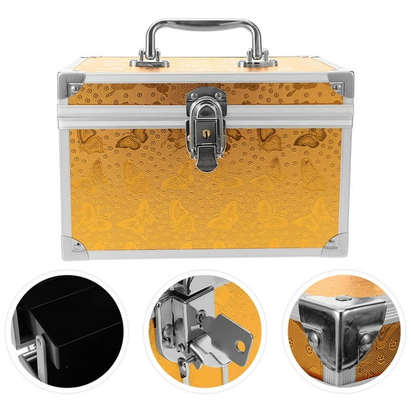 SOPOTUTU Ergonomic Handle Aluminum Alloy Toolbox Golden Color for Outdoor Tool Carrying