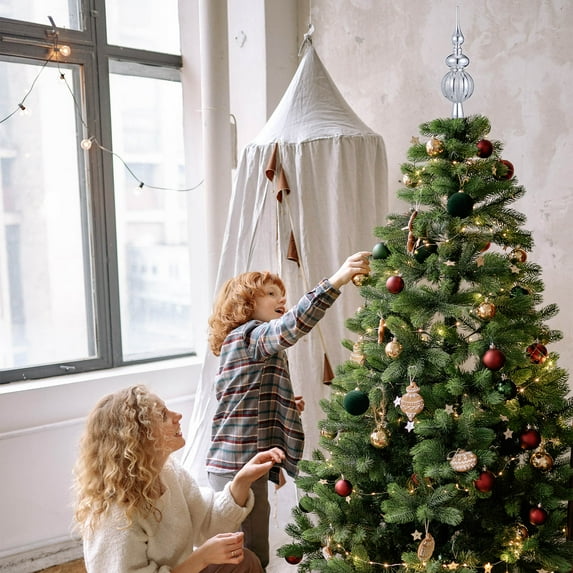 SOPOTUTU Xmas Tree Topper Festive Atmosphere Spherical Plastic Top Decoration 1Set