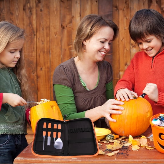 SOPOTUTU 1Pc Black Pumpkin Carving Tool Storage Bag with Smooth Zipper Dust Resistant Organizer Pouch