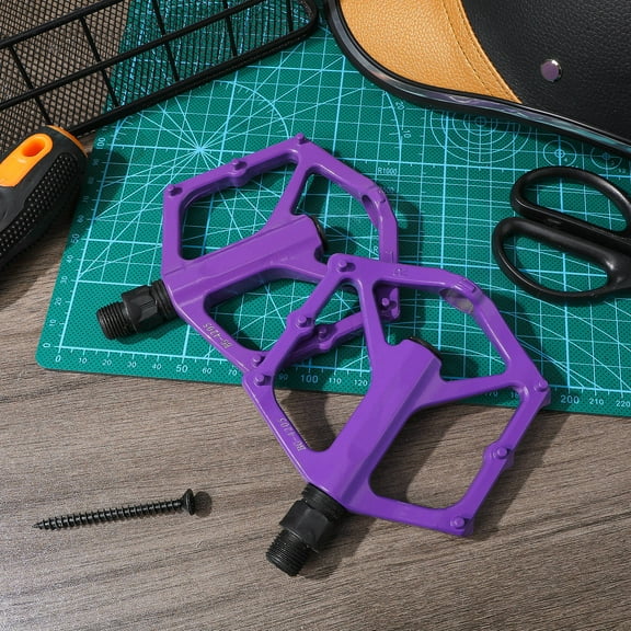 SOPOTUTU 1Pair Mountain Bike Pedals Aluminum Alloy Purple Flat Non Slip Durable Replacement for Outdoor Riding