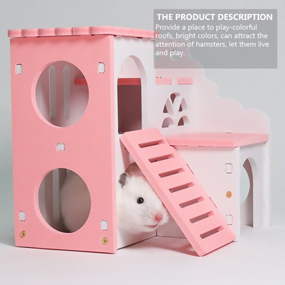 SOPOTUTU Wooden Hamster Bed, Small Animal Hideout House for Dwarf Hamsters, Gerbils, Mice, Small Pets