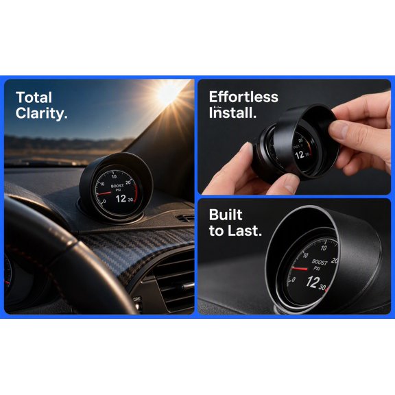 SOPOTUTU 1Pc Plastic Gauge Visor Black Performance Style Design for Aftermarket Gauge Installation and Car Dashboard