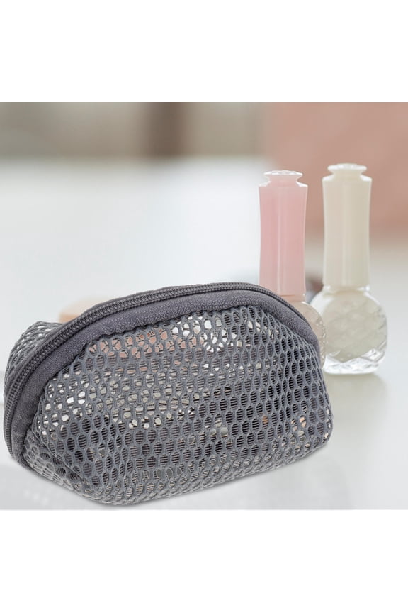 1Pc Small Keychain Bag Storage Pouch Dark Grey Nylon Simple for Girls