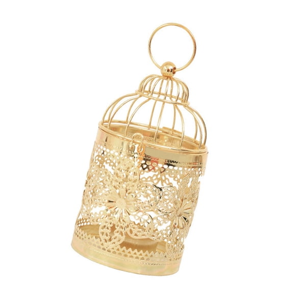 SOPOTUTU lantern for decor Birdcage Candlestick Golden Iron 1Pack