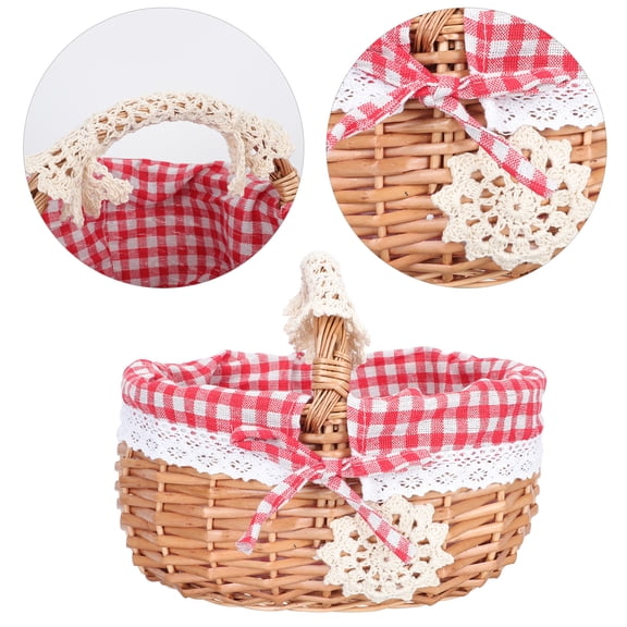 SOPOTUTU Rattan Woven Basket Red for Food Storage and Home Decoration