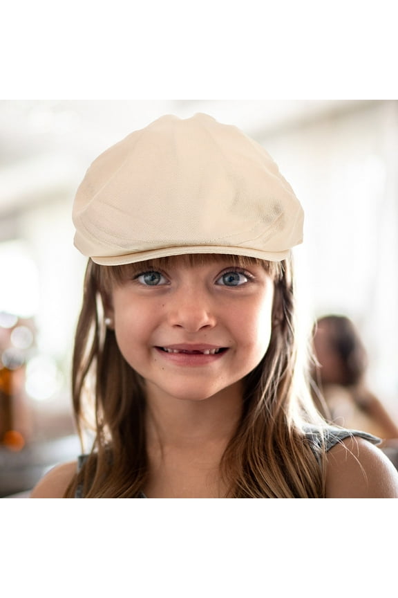 Vintage Newsboy Cap for Boys Beret Shape in Beige Cotton 1Pack
