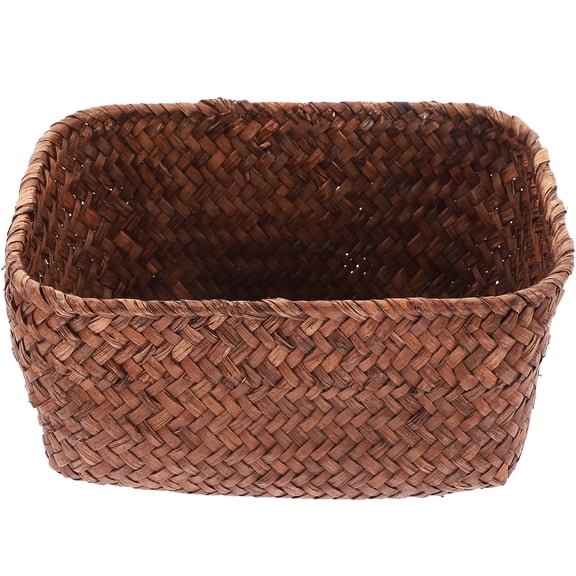 SOPOTUTU Desktop Woven Basket Orange Seaweed for Home Organization 1Pc