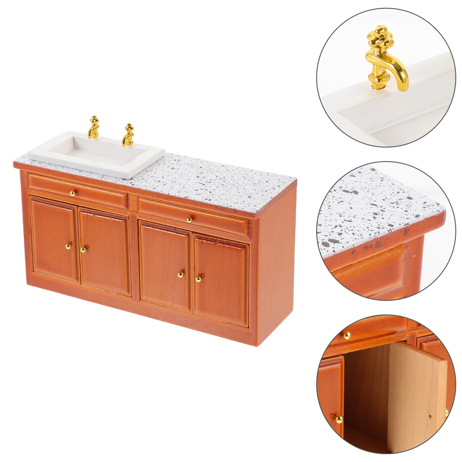 NAMOARLY 1/12 Scale Miniature Kitchen Cabinet - White Wood Dollhouse Furniture For Tiny House Decor
