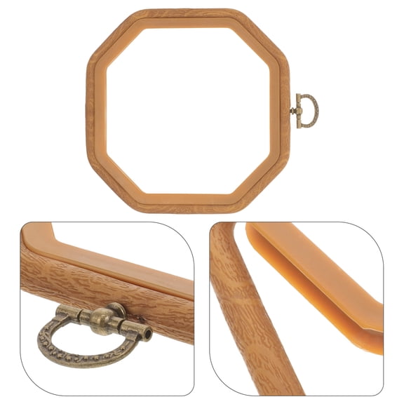 SOPOTUTU Brown Octagonal Embroidery Hoop Frame Durable PP Plastic Tool for DIY Crafts