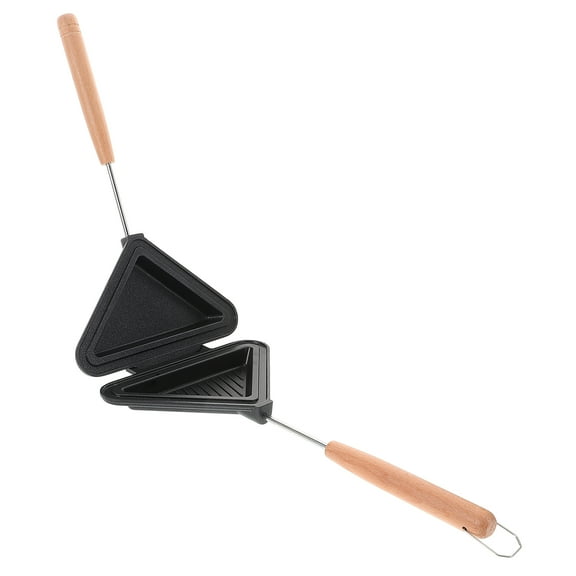 SOPOTUTU 1Set Griddle Pans Non Stick Baking Grilling Toasting for Small Families Cast Aluminium Wood