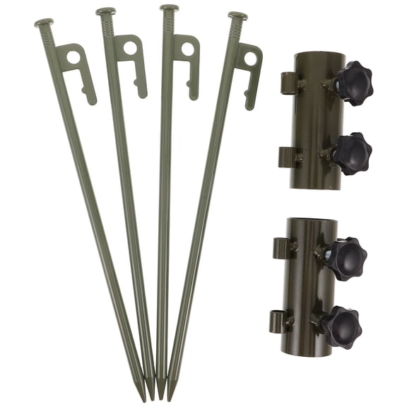 SOPOTUTU Camping Tarp Pole Fixator Tent Stake Set, Adjustable Steel Outdoor Pegs