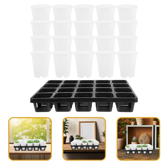 SOPOTUTU 1Set Reusable Plastic Garden Planter with Tray in Assorted Colors for Indoor Use