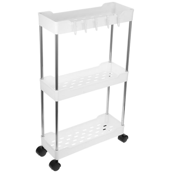 SOPOTUTU 1Set Rolling Utility Cart With Wheels Versatile Storage Trolley Shelf For Home Office Use 35.00X30.00X13.00Cm