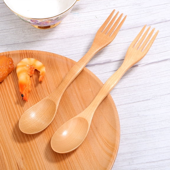 SOPOTUTU Kids Utensils Spork Original Color Bamboo 2 Pcs