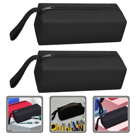 SOPOTUTU 2Pcs Oxford Cloth Tool Bag Black with Zipper Portable Tool Storage Pouch for Travel