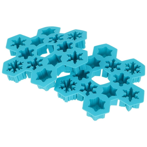 SOPOTUTU 2 Pcs Ice Cube Tray Snowflake Shaped Blue Tool for Home Baking Use