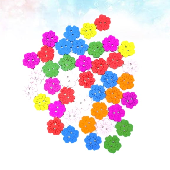 SOPOTUTU 200Pcs Assorted Color Wooden Sewing Buttons Cute Sunflower Design for Fashionable Decor