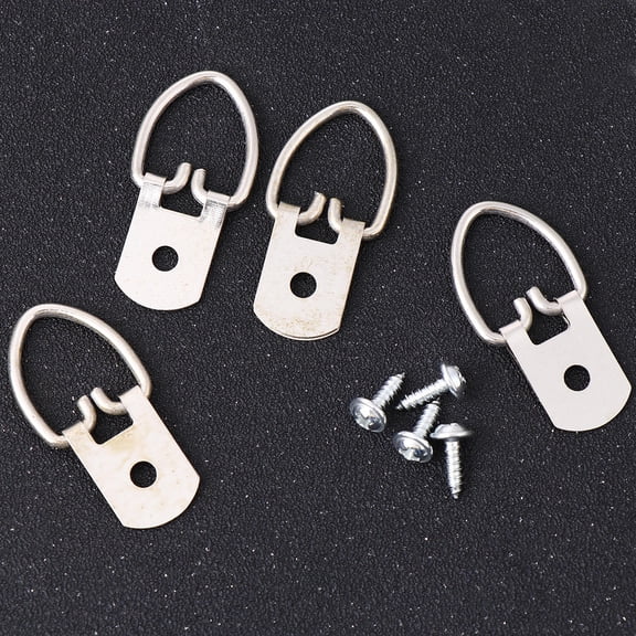 SOPOTUTU 200Pcs Photo Frame Hooks Plated Silver D Ring Picture Hangers Heavy Duty Wall Hooks with Screws